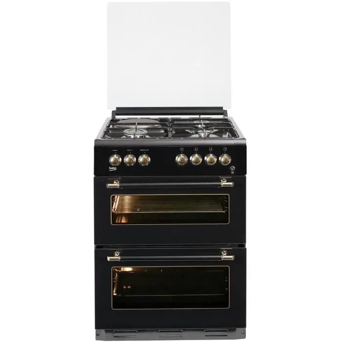 Cuisinière table mixte gaz / électrique – 4 zones – Double four électrique – 49 L – 38 L – A – L60 x H 85 cm BEKO FDF63110DBR